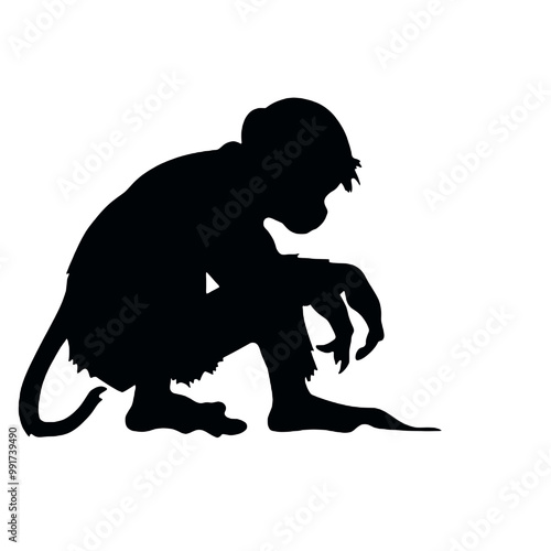 chimpanzee chimp  silhouette vector illustration  transparent background photo