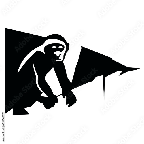 chimpanzee chimp  silhouette vector illustration  transparent background photo