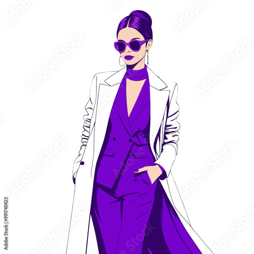 Fashion model in trendy outfit, stylish woman, glamourous chic style
