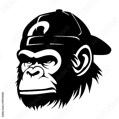 chimpanzee chimp  silhouette vector illustration  transparent background photo