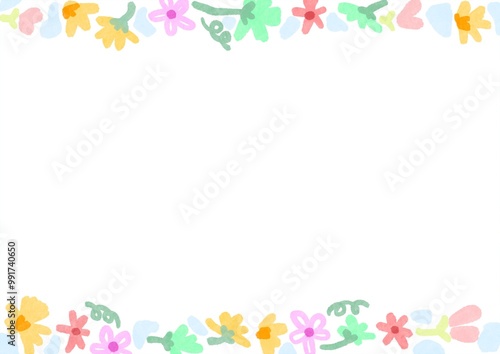 colorful tiny flowers ,flora, bloom, illustration paper template, greeting and wedding card