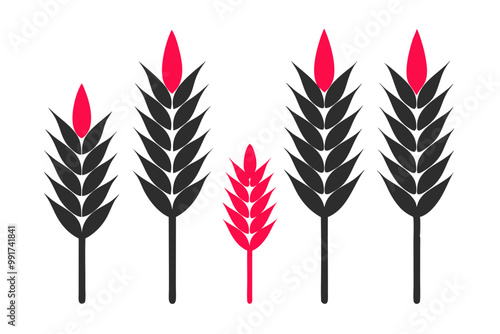 Wheat sign red icon vector