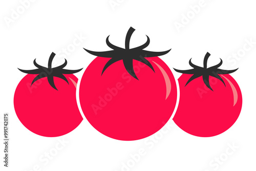 Red ripe tomato in flat style isolated on white background. Vector illustration