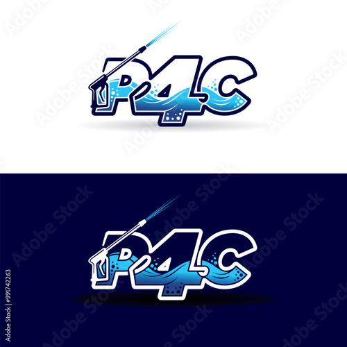 P4 washing logo, Pressure Washing lettering logo