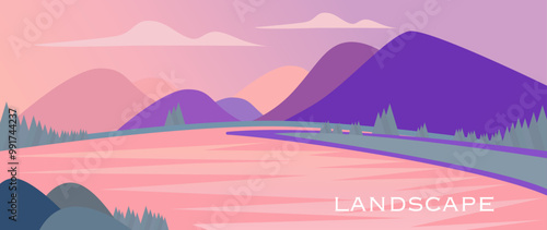 Vector illustration. Leisure and travel concept. An incredible landscape of nature. Banners for books, social networks, wallpapers, notebooks, pictures for design, educational books.