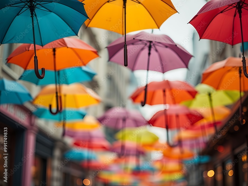 colorful umbrellas in the city colorful umbrellas in the city