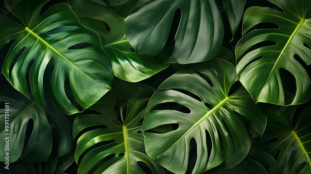 Foto de Lush green monstera leaves create a vibrant tropical aesthetic ...
