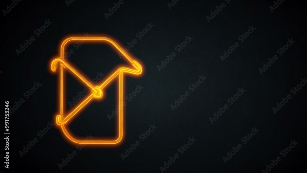 Neon directional arrow loading icon on a black background. Neon directional arrow loading icon on a black background.