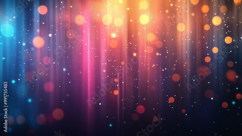 Abstract, bokeh or light curtain as magic, fantasy or glitter of creative, sparkle or wallpaper. Lines, dots or particles as energy, pattern or glow as cosmic, galaxy or science fiction to shine