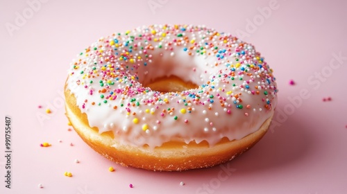 product photo of tasteful donut with colorful sparkles 