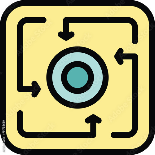 Simple icon representing the concept of core business purpose with arrows converging to the center