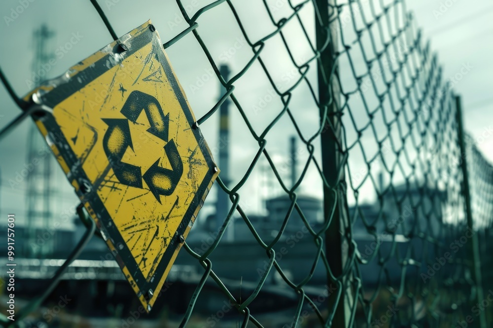 Close-up shot of a sign on a chain link fence, providing information and warning Close-up shot of a sign on a chain link fence, providing information and warning
