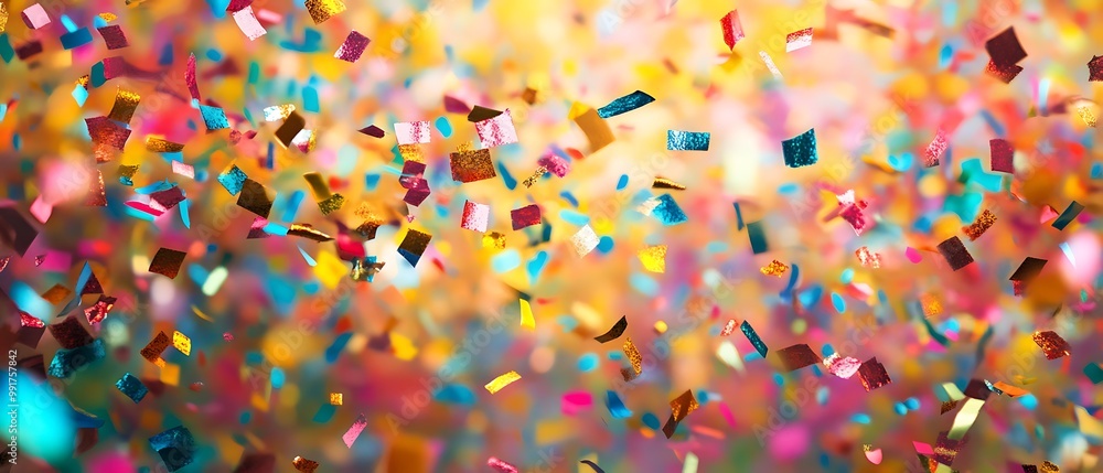 Colorful confetti falling down on a bright background. Colorful confetti falling down on a bright background.