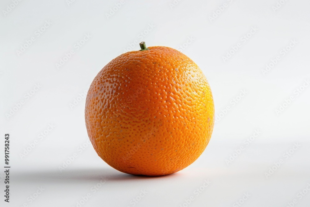 A single orange sitting on a white background, great for food and product photography A single orange sitting on a white background, great for food and product photography