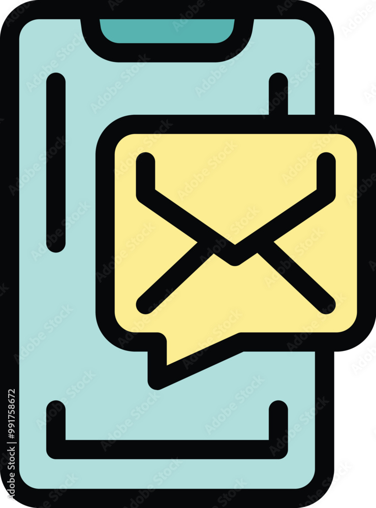 Smartphone is displaying a new email message notification Smartphone is displaying a new email message notification