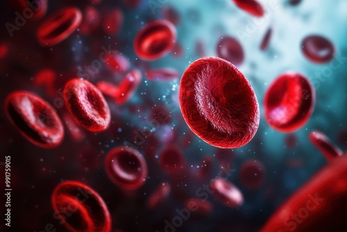 A close up of red blood cells in motion