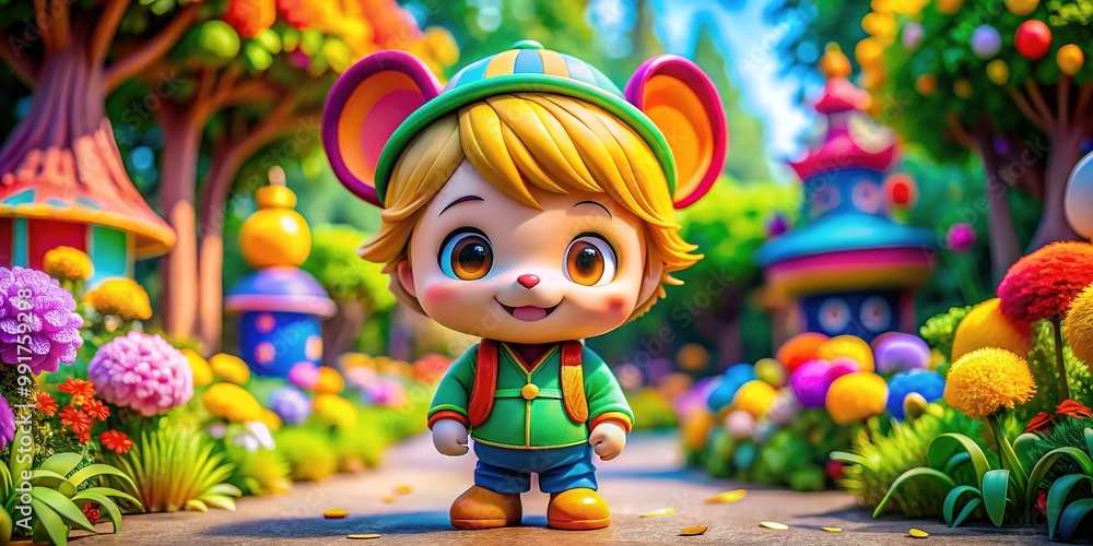 A Cute Cartoon Character in a Colorful Setting with a Playful Expression and Vibrant Background A Cute Cartoon Character in a Colorful Setting with a Playful Expression and Vibrant Background
