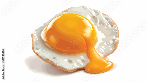 Fried Egg 3D Icon Isolated on White Background