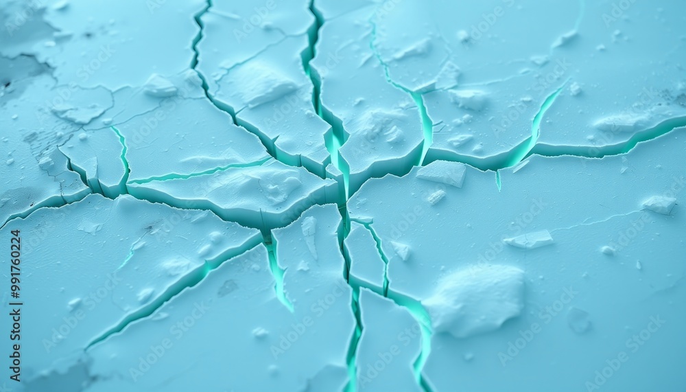 Obraz premium Frozen jagged ice with glowing cracks for smartphone backgrounds