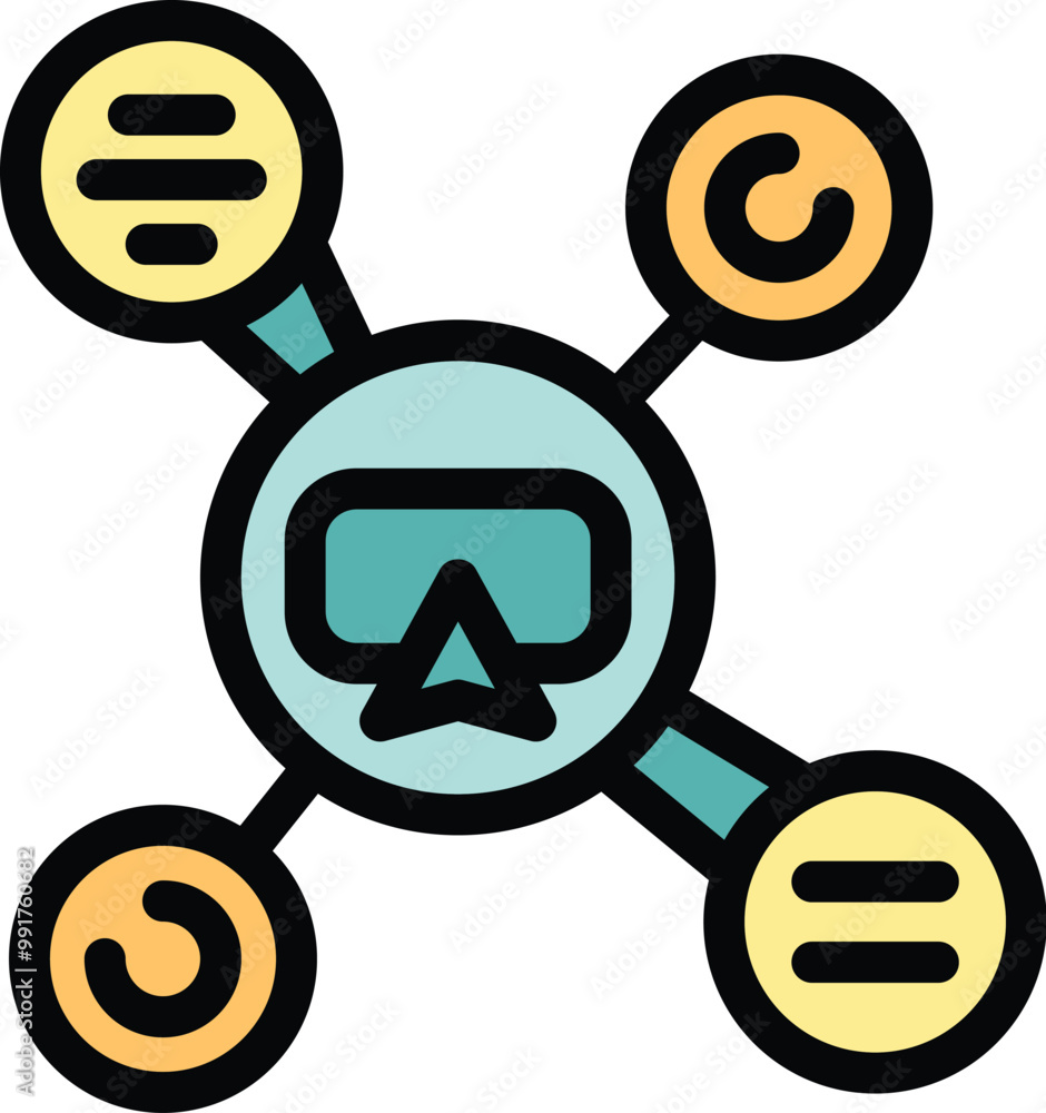 Virtual reality network connecting with vr glasses icon vector outline Virtual reality network connecting with vr glasses icon vector outline