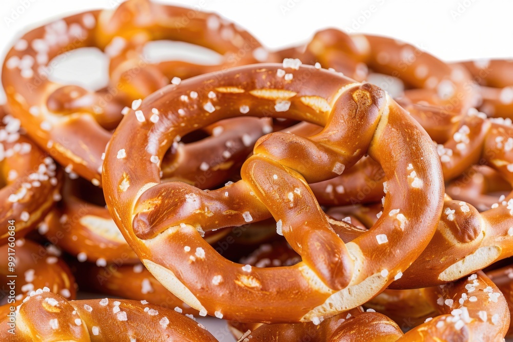 A pile of pretzels stacked on top of each other, perfect for food displays or snacks A pile of pretzels stacked on top of each other, perfect for food displays or snacks