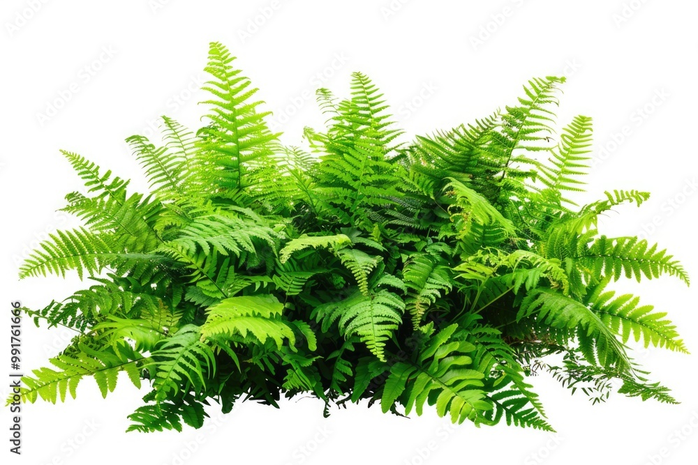 A single bush of green plants on a white background A single bush of green plants on a white background