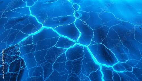 Frozen sharp ice with glowing blue cracks for desktop device screens