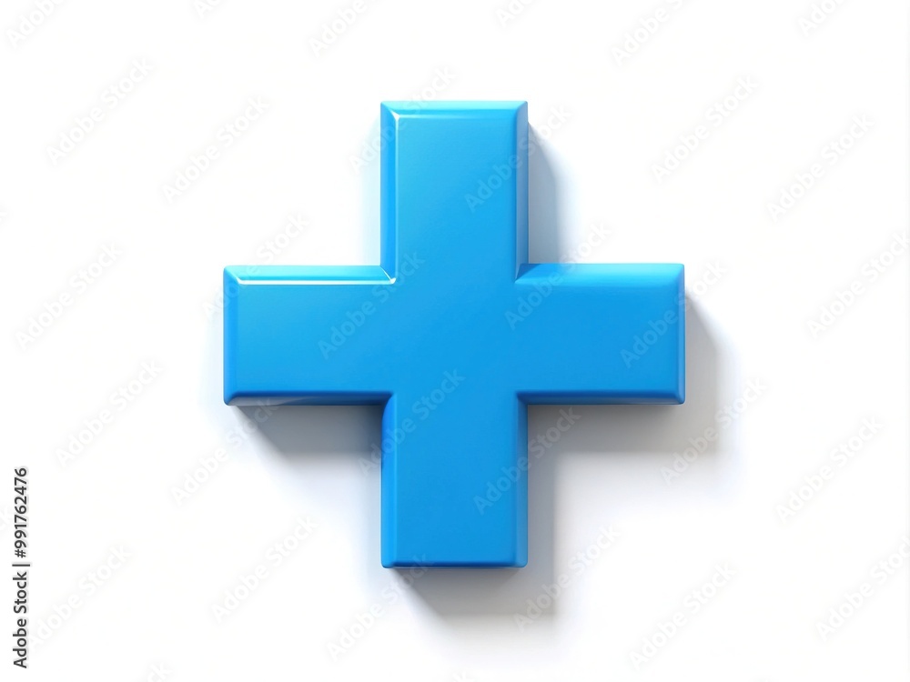 Blue cross symbol on a white background representing healthcare and insurance services for all Blue cross symbol on a white background representing healthcare and insurance services for all