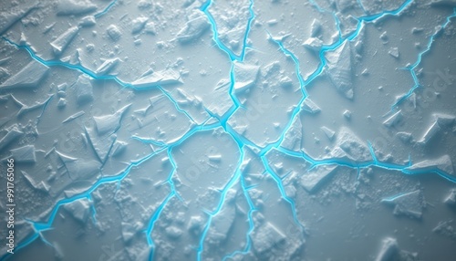 Cracked Frozen Surface with Faint Glow for Desktop Wallpapers