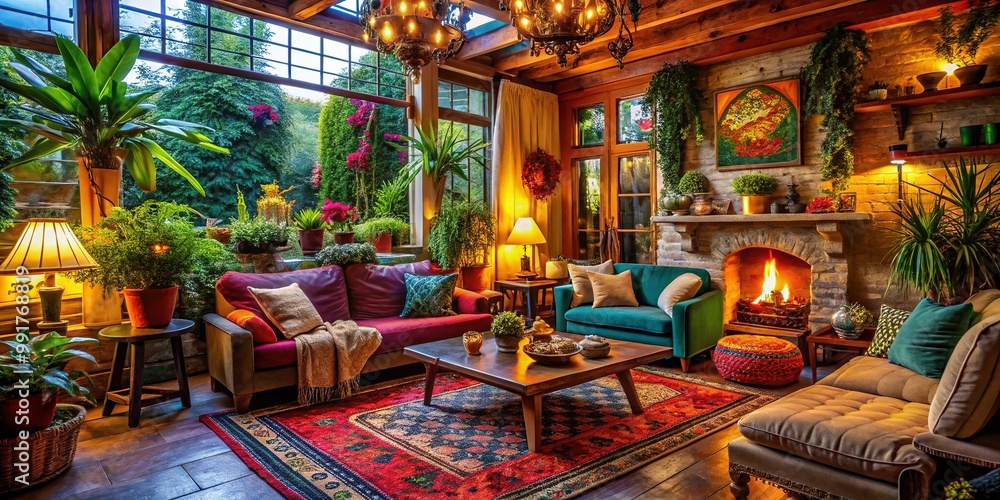 Cozy and Inviting Atmosphere of a Warm Welcome in a Beautifully Decorated Indoor Space Cozy and Inviting Atmosphere of a Warm Welcome in a Beautifully Decorated Indoor Space
