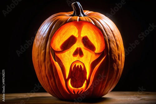 Creative Ghostface Pumpkin Stencil Design for Halloween Decorating and Crafting Projects photo