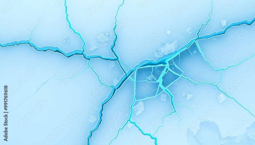 Cold, Brittle Ice Surface Glowing in Green for Digital Devices