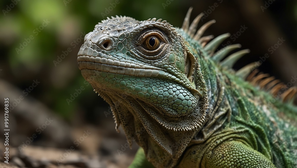 Portrait of a green iguana with room for text. Portrait of a green iguana with room for text.