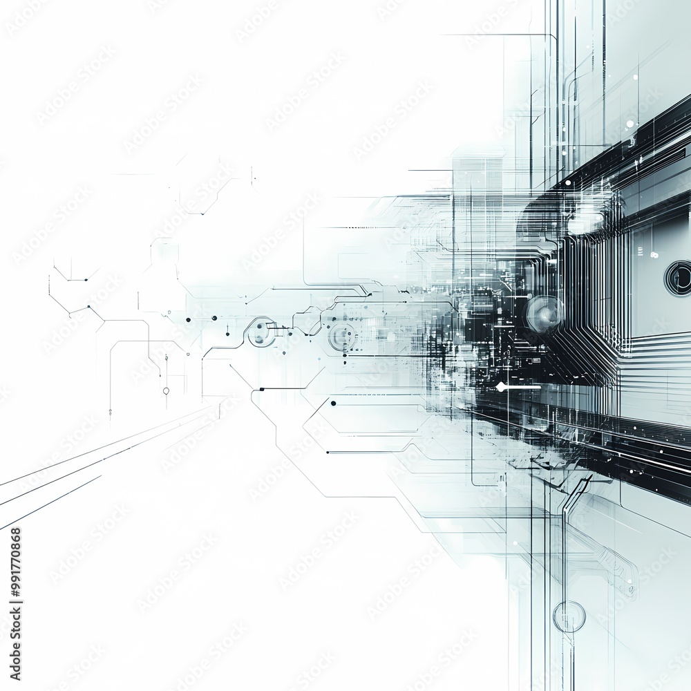 Obraz premium Futuristic Digital Technology with Flowing Lines