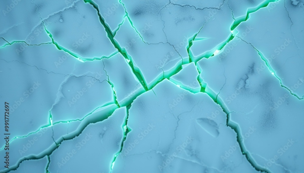Obraz premium Cold and Brittle Ice, Abstract Representation with Glowing Details