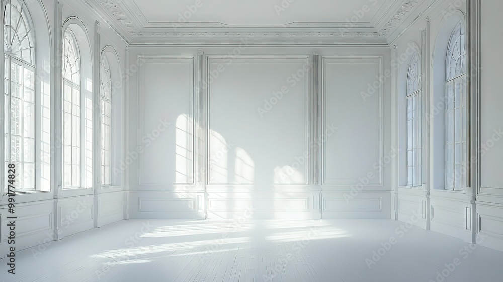 A spacious white room featuring numerous windows and natural light streaming in through the walls A spacious white room featuring numerous windows and natural light streaming in through the walls