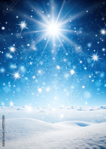 Wallpaper Mural Sparkling winter scene with snowflakes against a deep blue sky. Torontodigital.ca