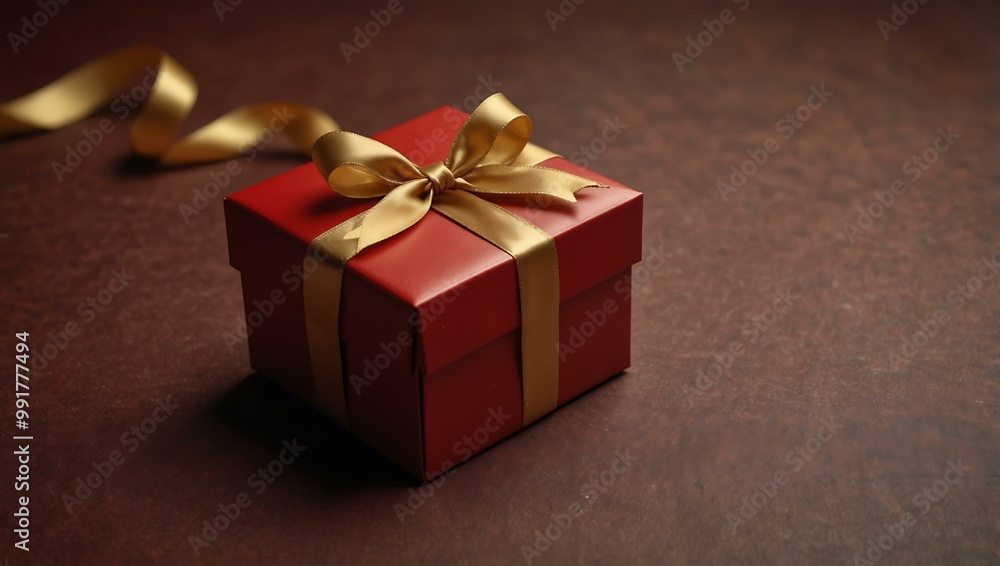 Red gift box with a ribbon. Red gift box with a ribbon.