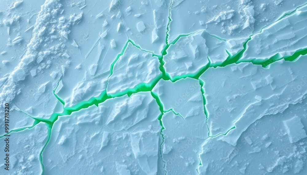 Naklejka premium Ice Surface with Bright Electric Blue Patterns