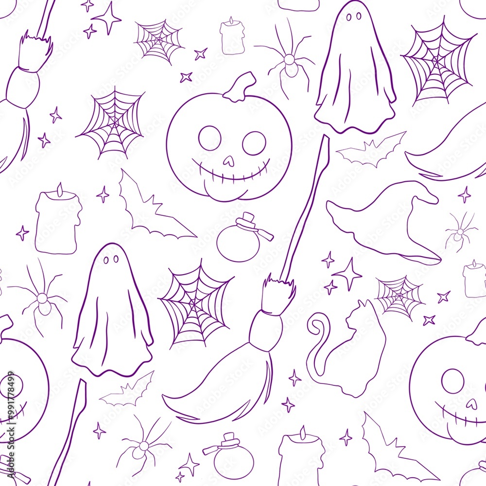 Seamless pattern with minimalistic elements for Halloween Seamless pattern with minimalistic elements for Halloween