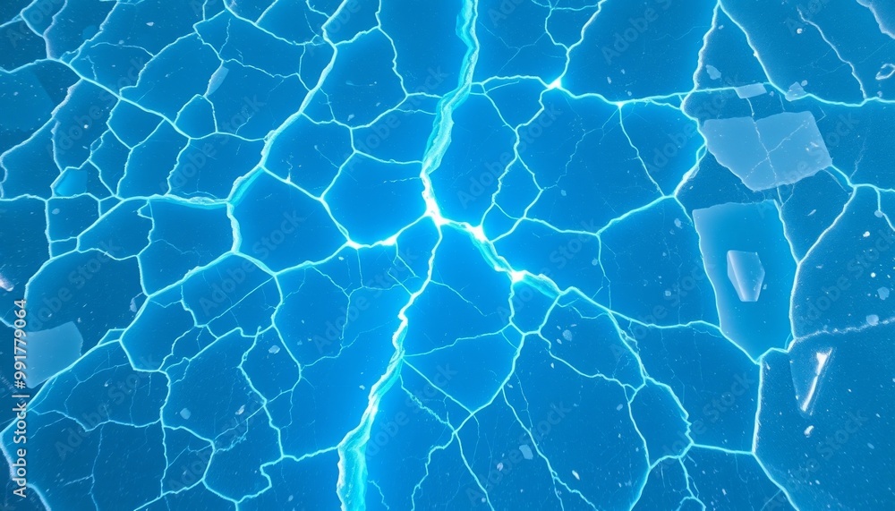 Glowing Electric Blue Edges on Cold Ice, Abstract Aesthetic Glowing Electric Blue Edges on Cold Ice, Abstract Aesthetic