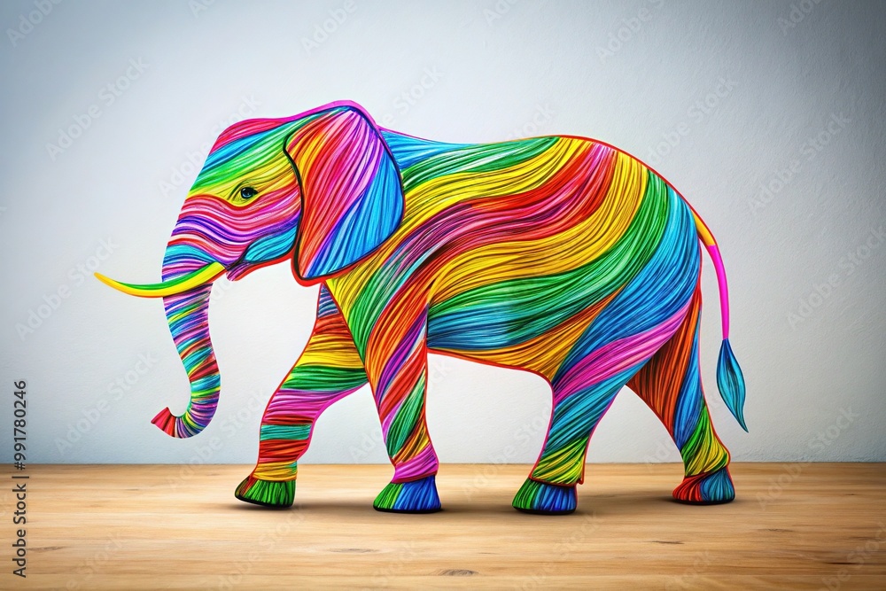 Fototapeta premium Minimalist Elephant Drawing in Simple Lines for Modern Art and Children's Decor Inspiration