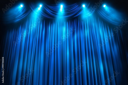 Blue curtains with spotlights or flashes