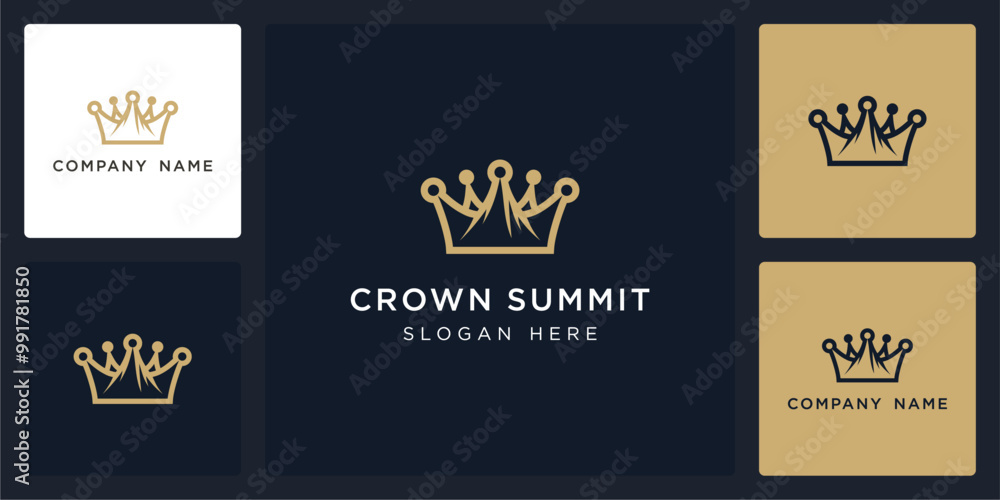 Vector of crown summit, logo and icon design template available, can be used in various media easily, editable Vector of crown summit, logo and icon design template available, can be used in various media easily, editable