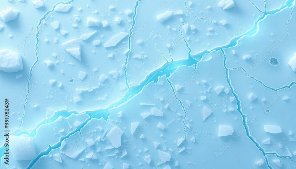 Glowing Ice Layer with Sharp Fractures Glowing Ice Layer with Sharp Fractures