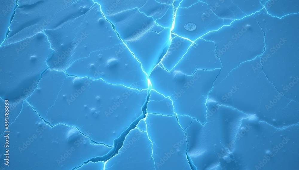 Cold Fractured Ice with Glowing Edges, Chilly Abstract Aesthetic Cold Fractured Ice with Glowing Edges, Chilly Abstract Aesthetic