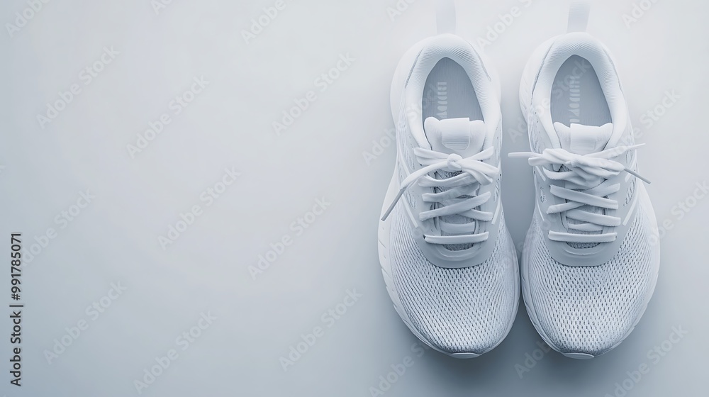 Pair of white sneakers on a white background. Pair of white sneakers on a white background.