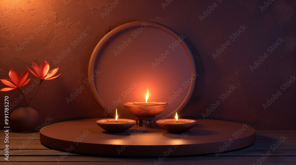 Candlelight in front of a mirror, ideal for intimate scenes or romantic settings Candlelight in front of a mirror, ideal for intimate scenes or romantic settings