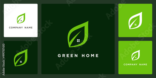 Vector of green home, logo and icon design template available, can be used in various media easily, editable