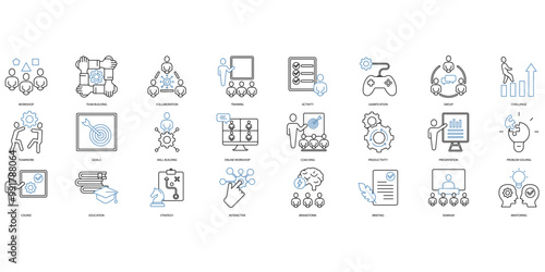 Workshop icons set. Set of editable stroke icons.Set of Workshop